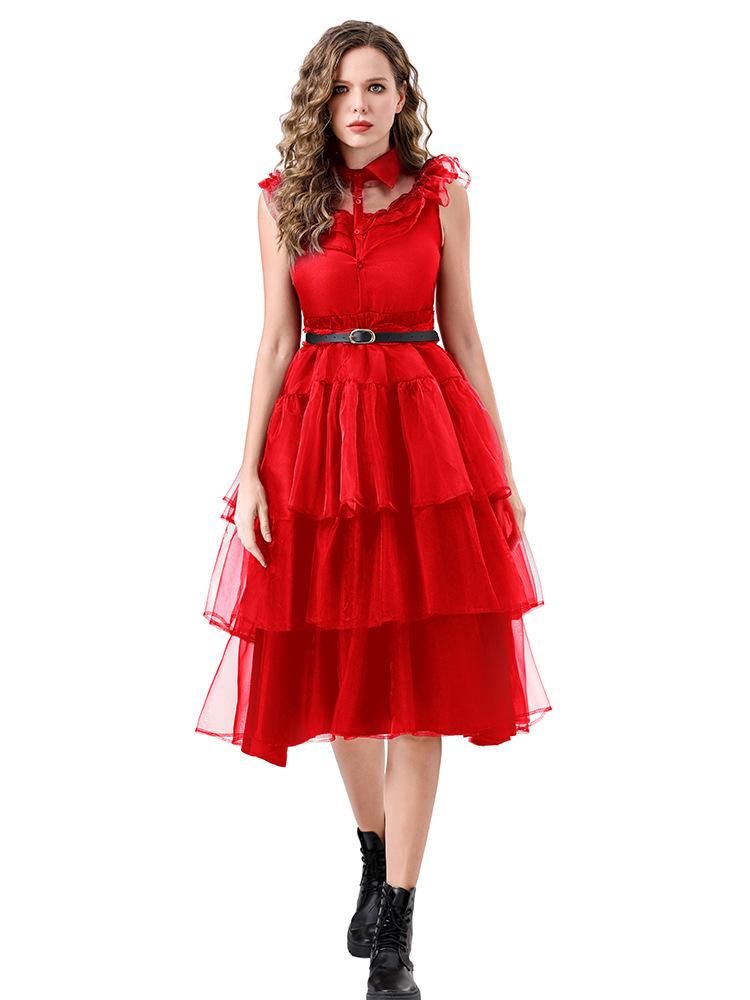 Women Wednesday Black Dress Dance Costume Dress Halloween Cosplay Gothic Outfit